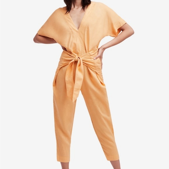 Free People Pants - Free People Shining Sun Tie-Detail Jumpsuit